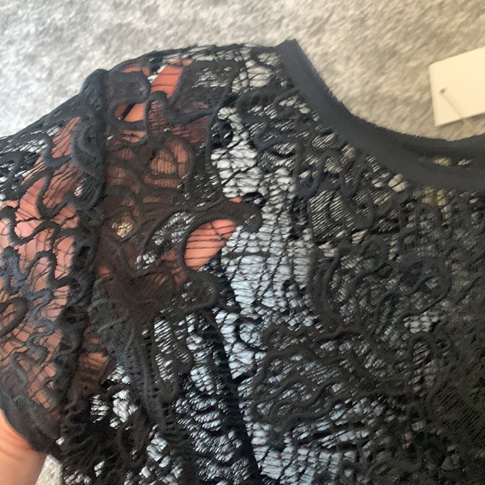 NWT Rebecca Taylor - Black Lace, 100% Silk Top - Size 0 - Picture 3 of 5